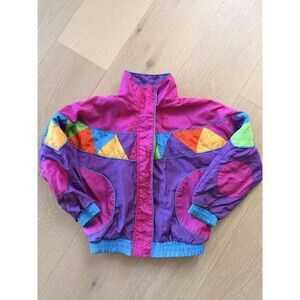Vintage Mini Lavon Neon Nylon Windbreaker Zip Up Jacket Kids M 5/6 80s